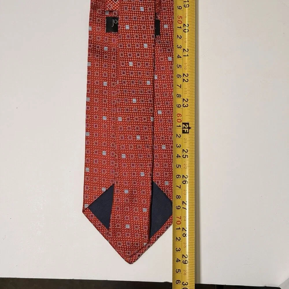Vintage JoS. A. Bank Red 100% Silk Neck Tie Made in Italy Red
